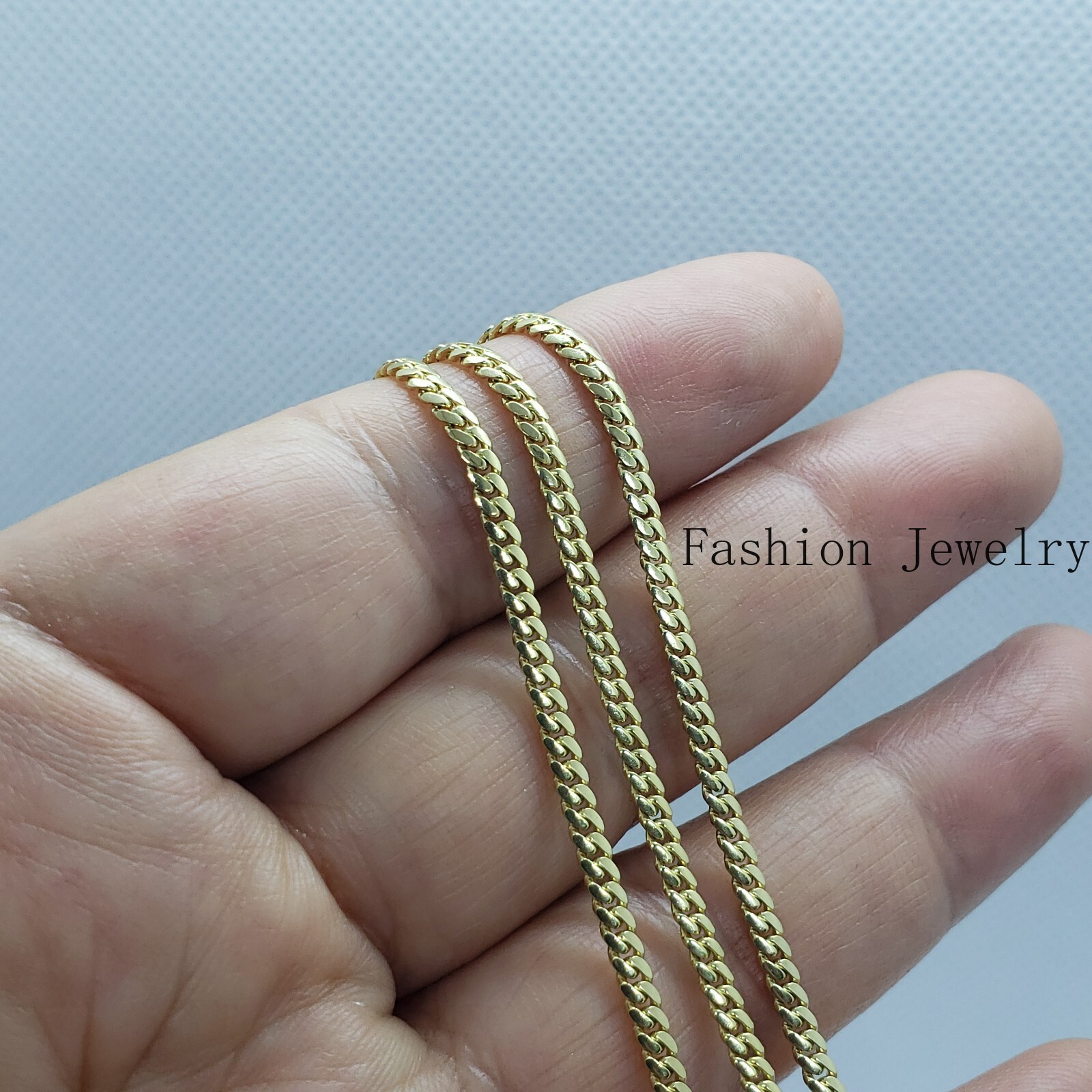10K Solid Yellow Gold 3mm Width Miami Cuban Link Chain Necklace Unisex 18″ – 30″