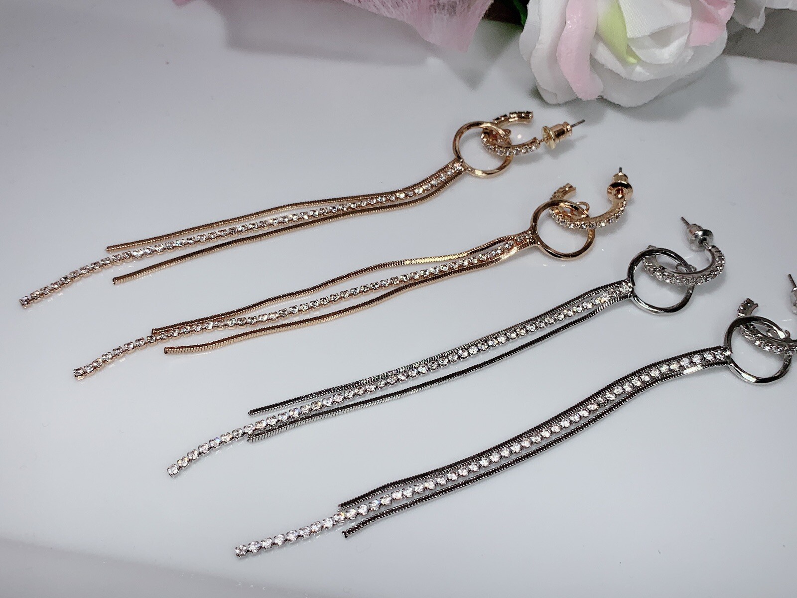 Long Dangle earring, Gold earring, Silver earring, Party earring, Earrings