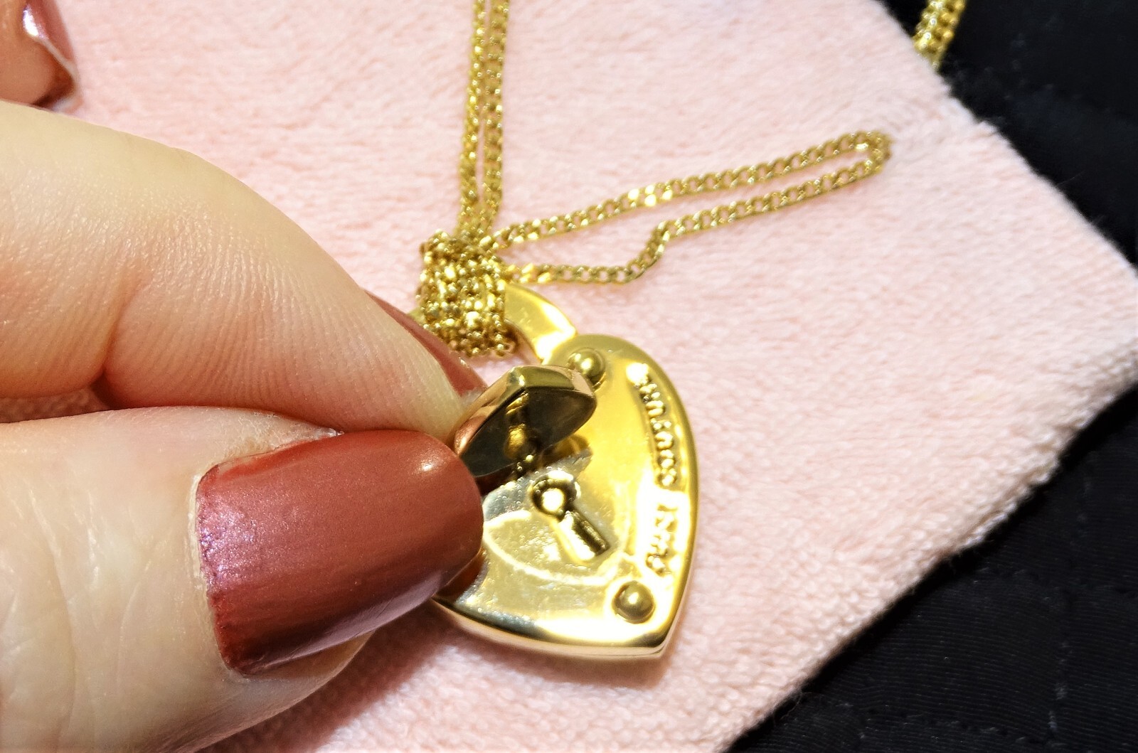 Vintage Juicy Couture Dual Strand Gold Plated Heart Padlock Necklace New in Box