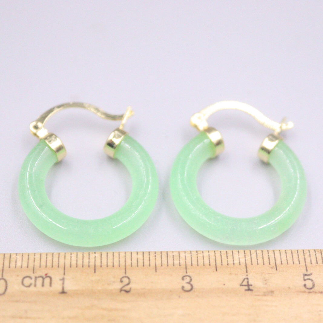 18K GP Alloy Heating Jade Earrings Hook For Women Light Green Earrings Hoop