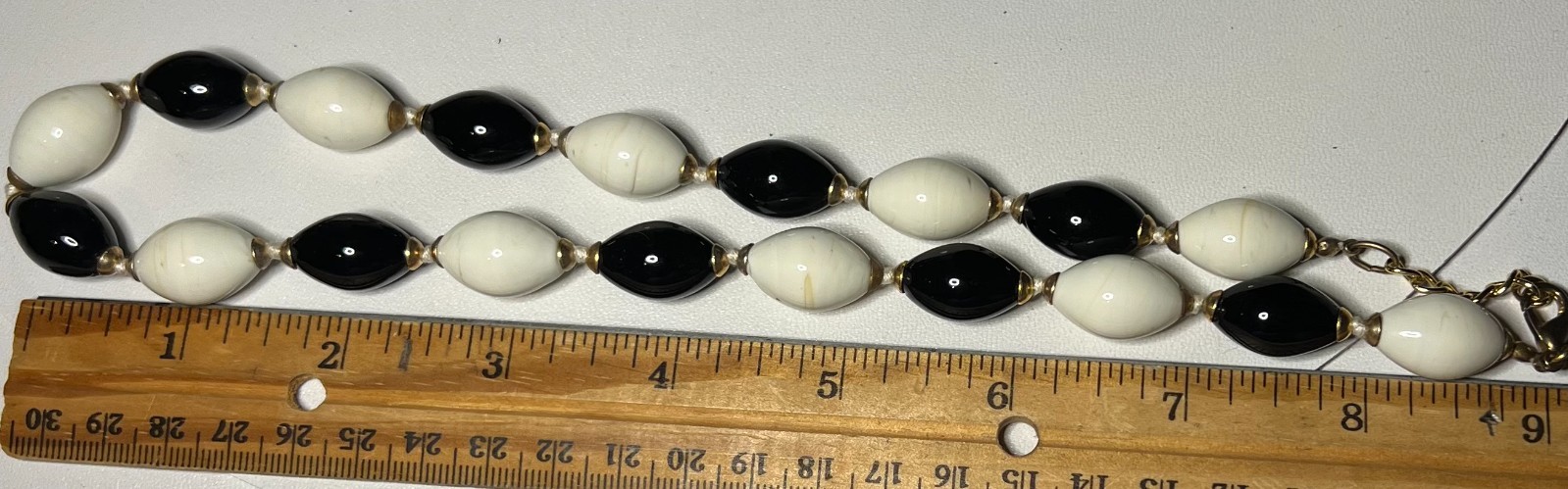 Black and White Tone Glass Beaded Necklace in Perfect Condition