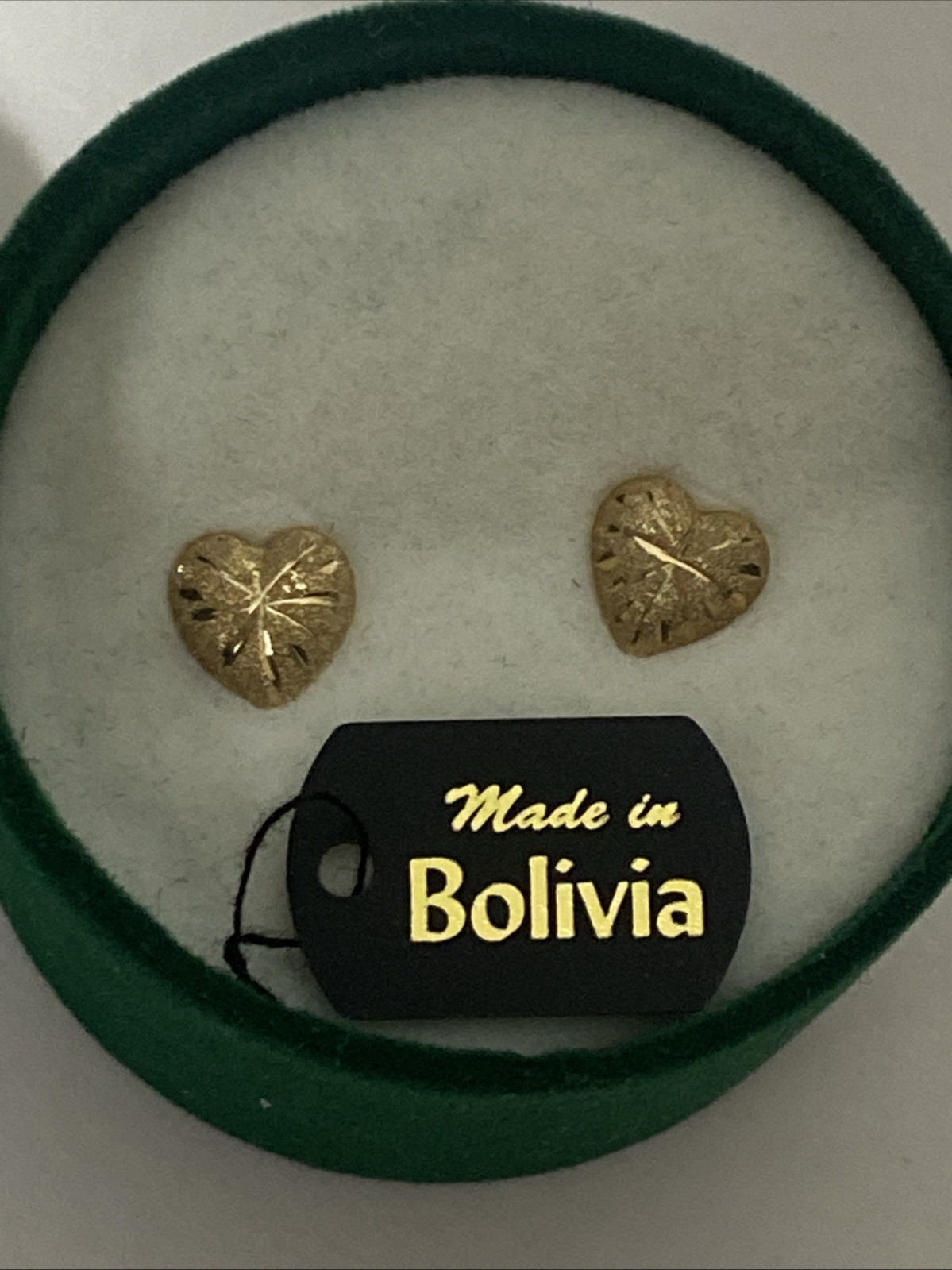 JCM 14k Yellow Gold Diamond Cut Heart Stud Earrings