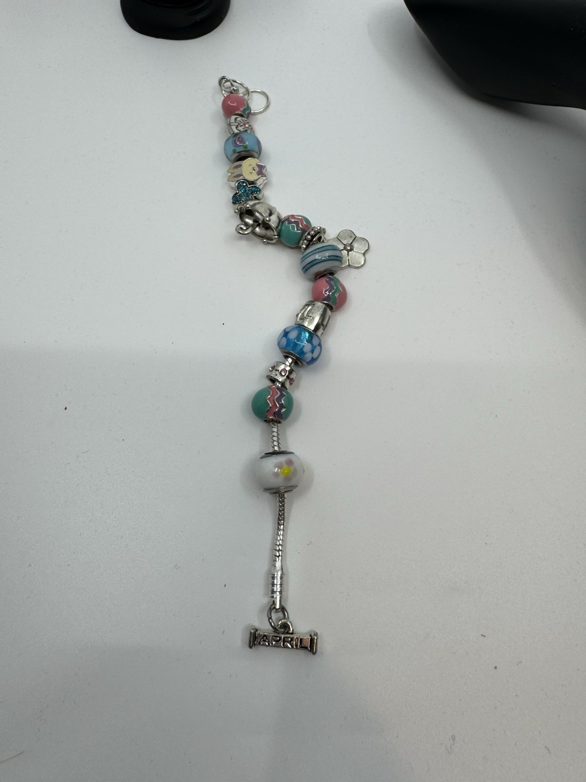 Willabee and Ward Monthly Charm Bracelet APRIL Silver Easter Bunny