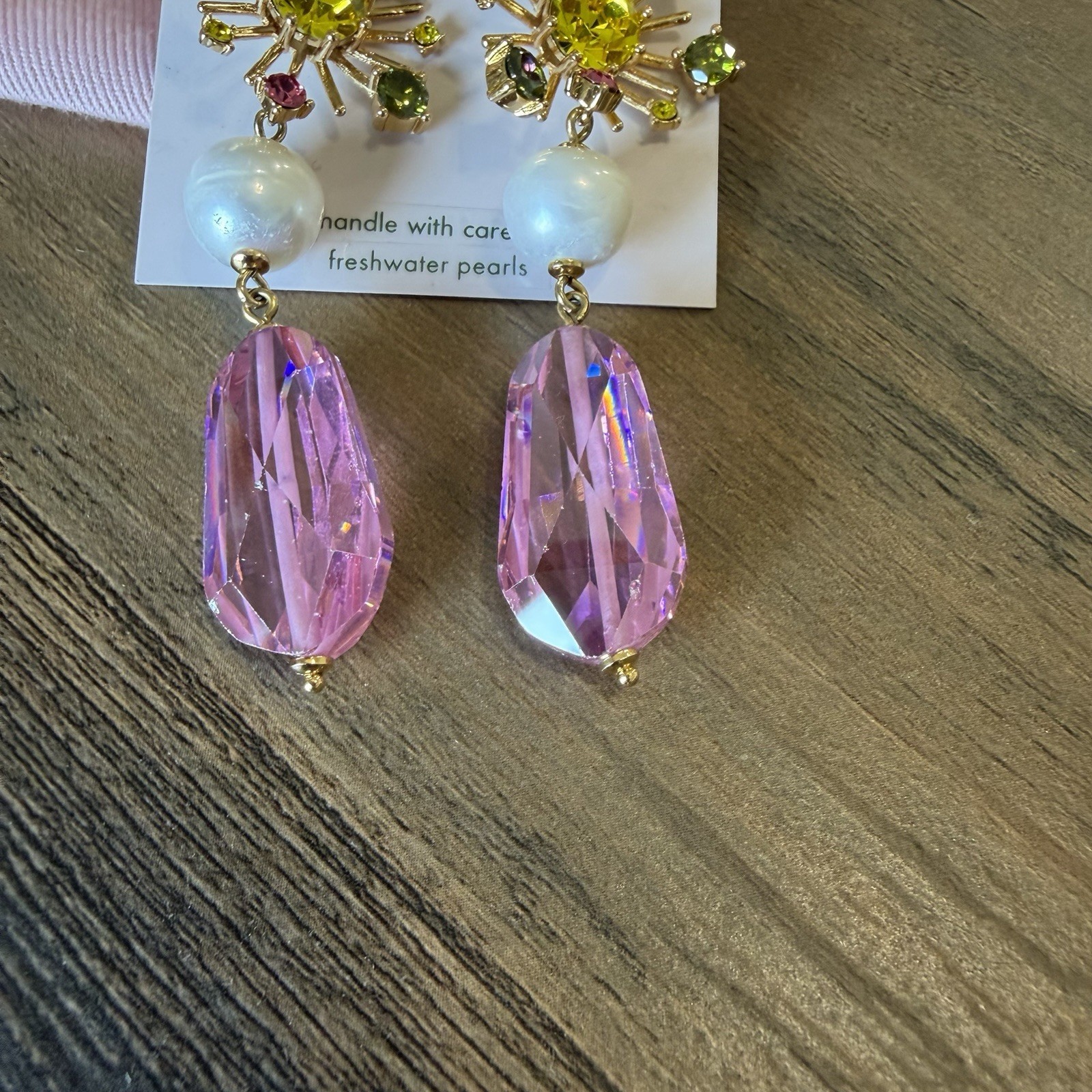 Kate Spade Rooftop Garden Earrings Freshwater Pearls Dust Bag $128 Dangly Cute