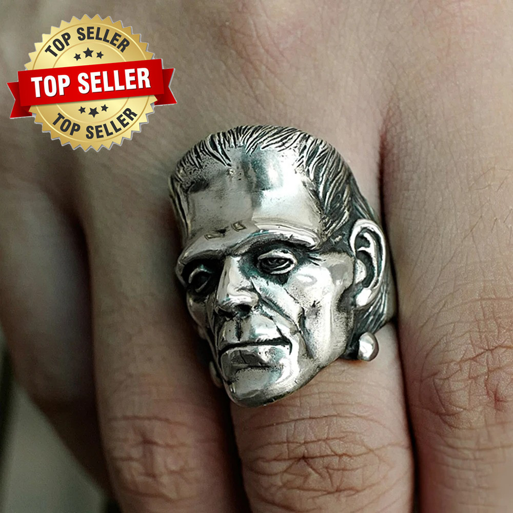 Frankenstein Scientist Face Ring Punk Horror Stainless Steel Biker Hip Hop Gifts