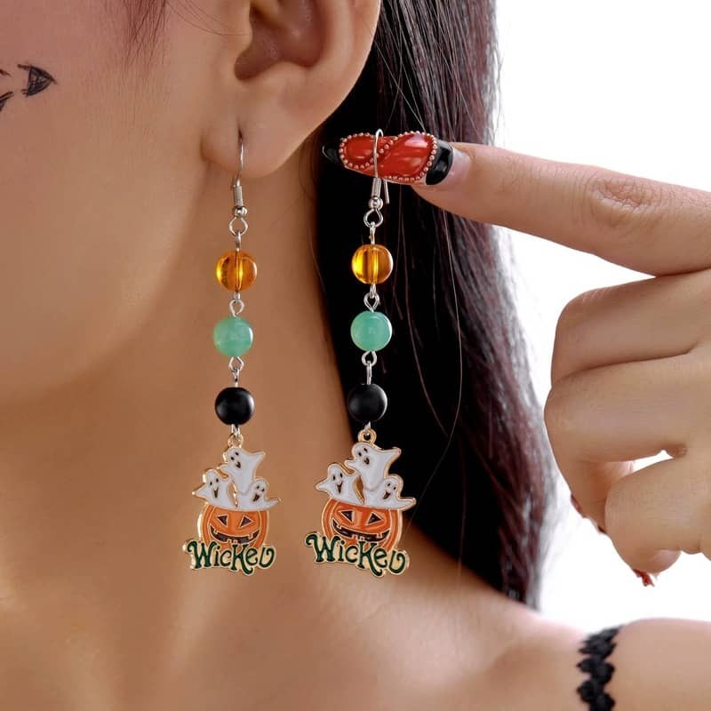 Halloween Earrings ✦ Pumpkin Ghost Dangle Drop ✦ Gothic Tassel Women Jewelry