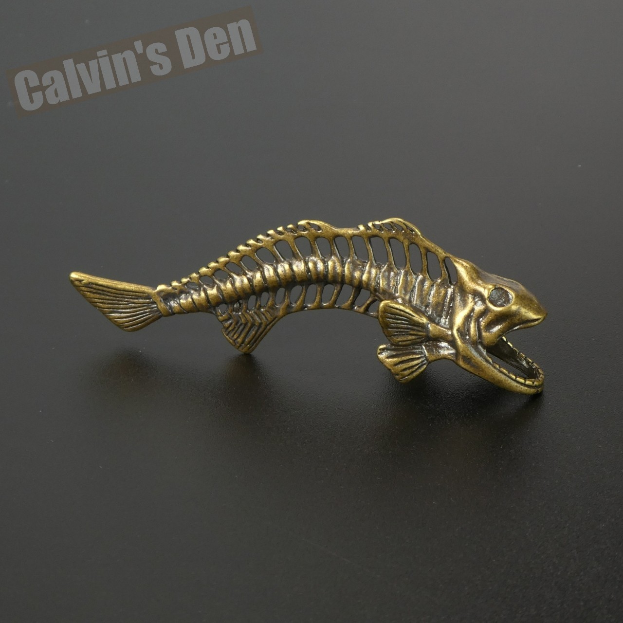 Solid Brass Fish Skeleton Fossil Style Pendant Punk Fun Gift
