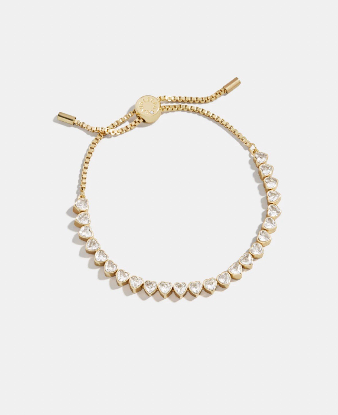 NEW Baublebar Brooke Heart Stone Tennis Bracelet 🩷Gold Crystal •Adjustable