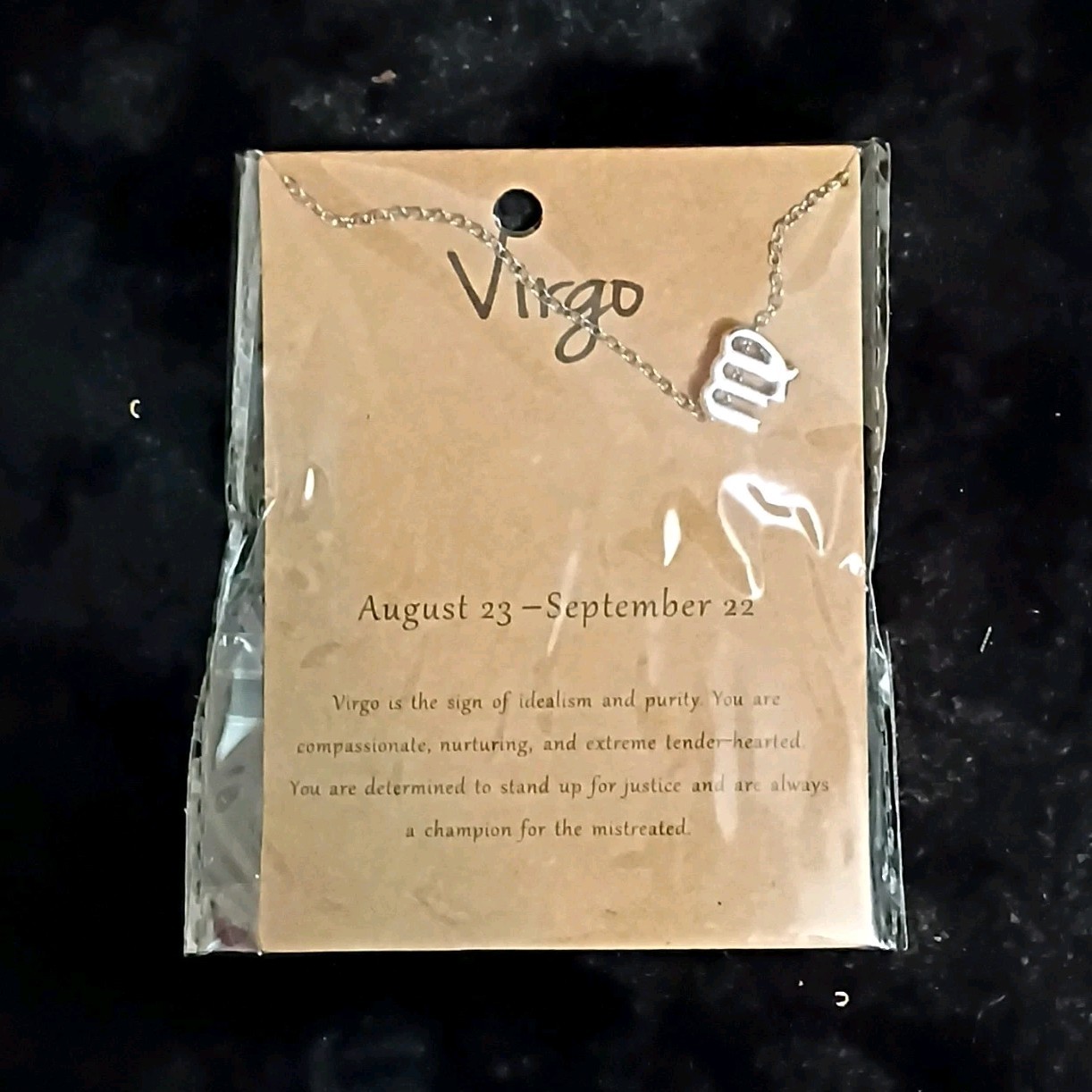 Virgo Zodiac Symbol Charm Pendant Necklace Silver Tone Metal Cable Chain