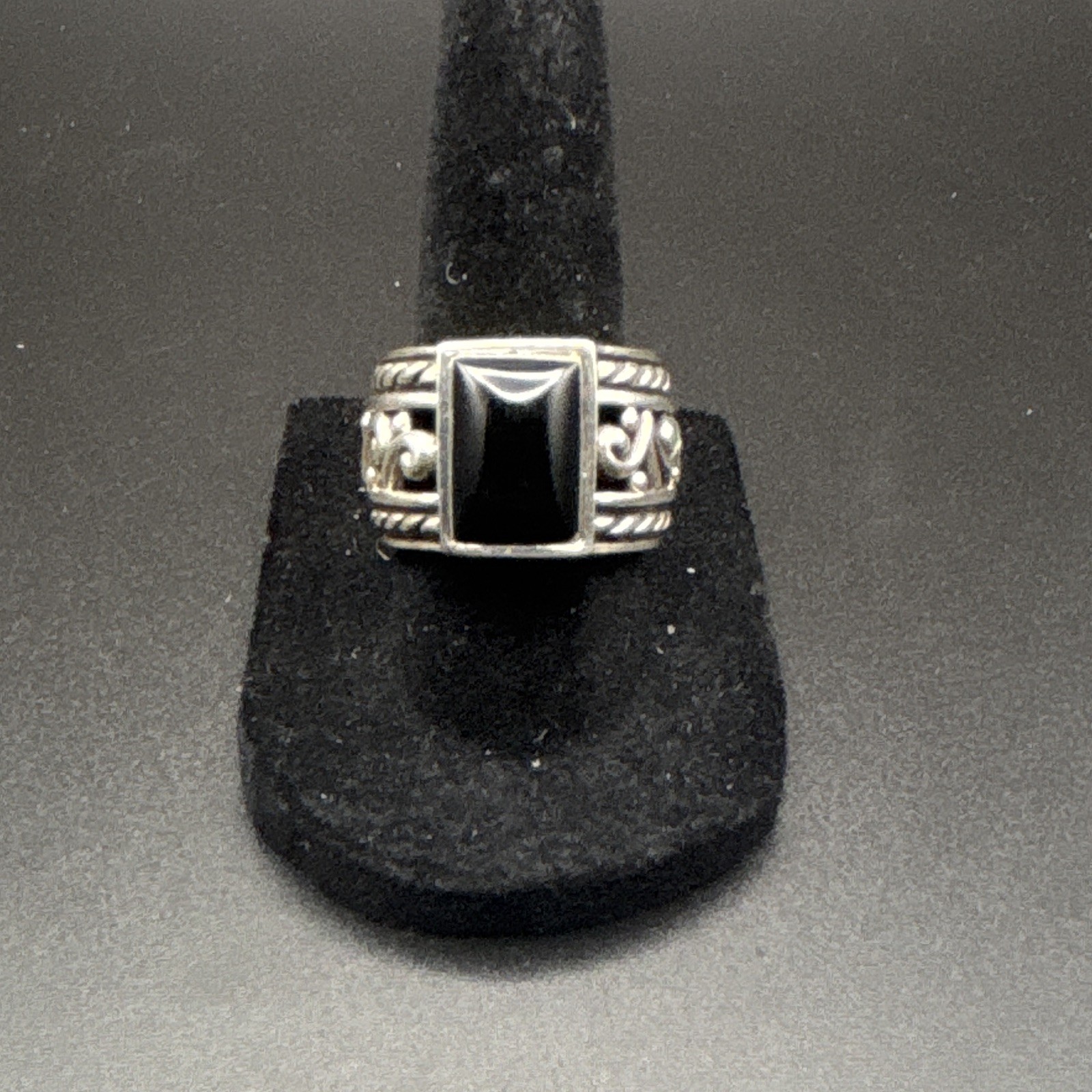Retired Silpada R1096 925 Sterling Silver Black Onyx Filigree Ring Size 6.5