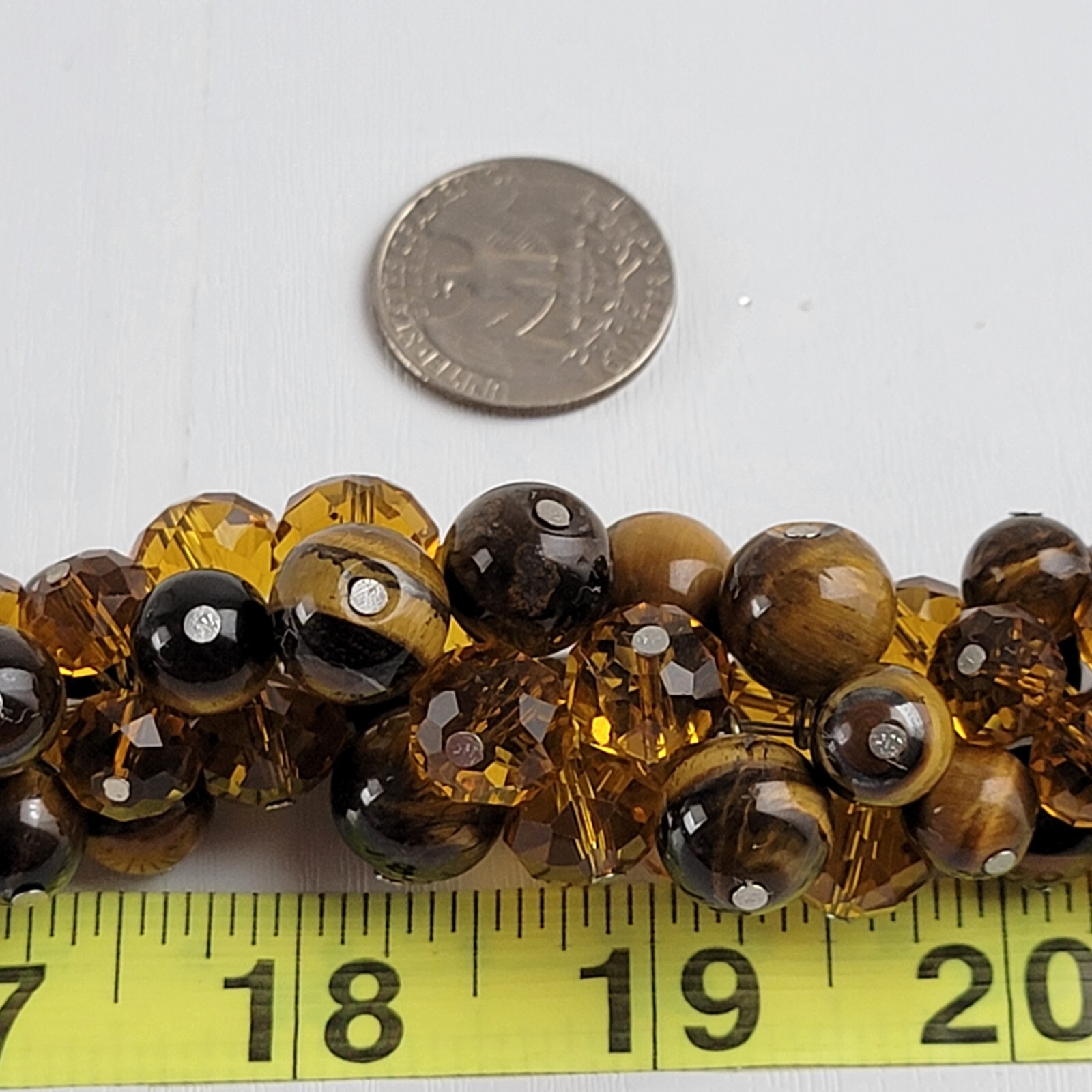 Orange/Brown Glass Tiger’s Eye Cluster Bead Cord Necklace Brown 23.5 In