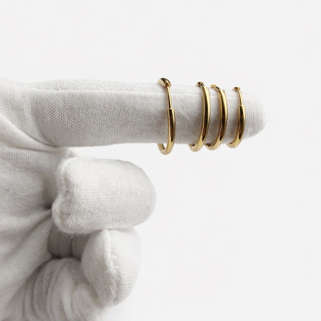 Gold Huggie Hoop Earrings Stainless Steel Hypoallergenic Clicker Sleeper Unisex