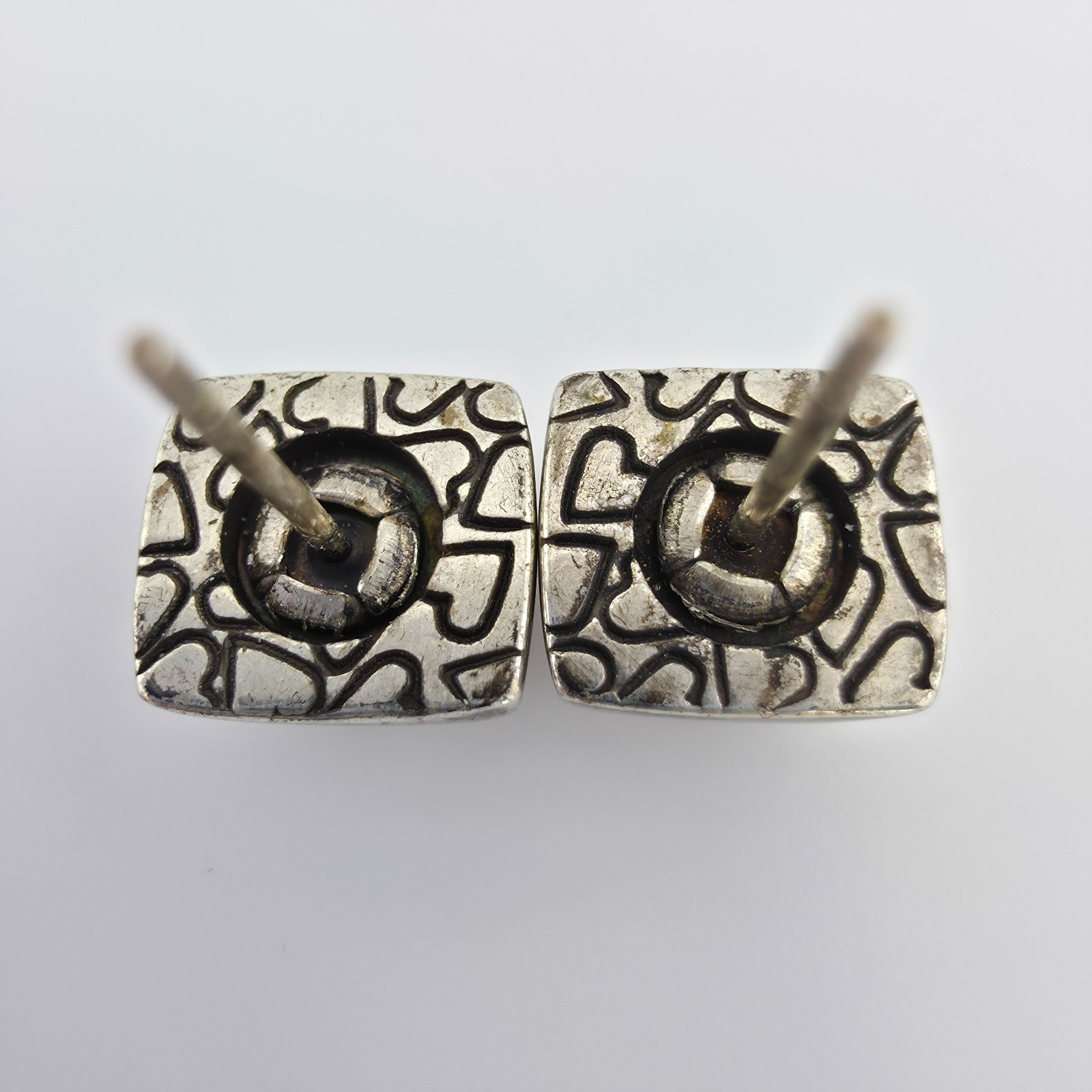 BRIGHTON ‘Antika Weave’ Earrings Celtic Basket Weave Square Silver Plate 3/8″