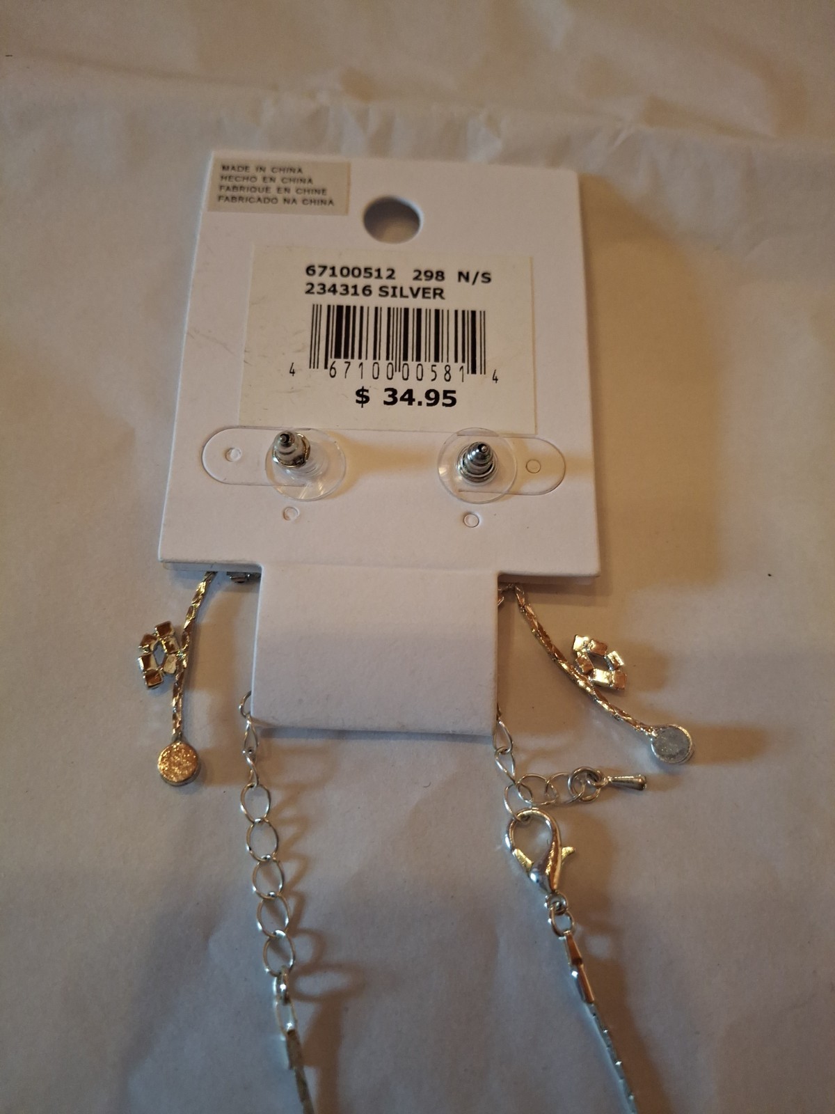 DB Studio Silver Tone Necklace & Earrings Sparkle Bling Necklace For Wedding