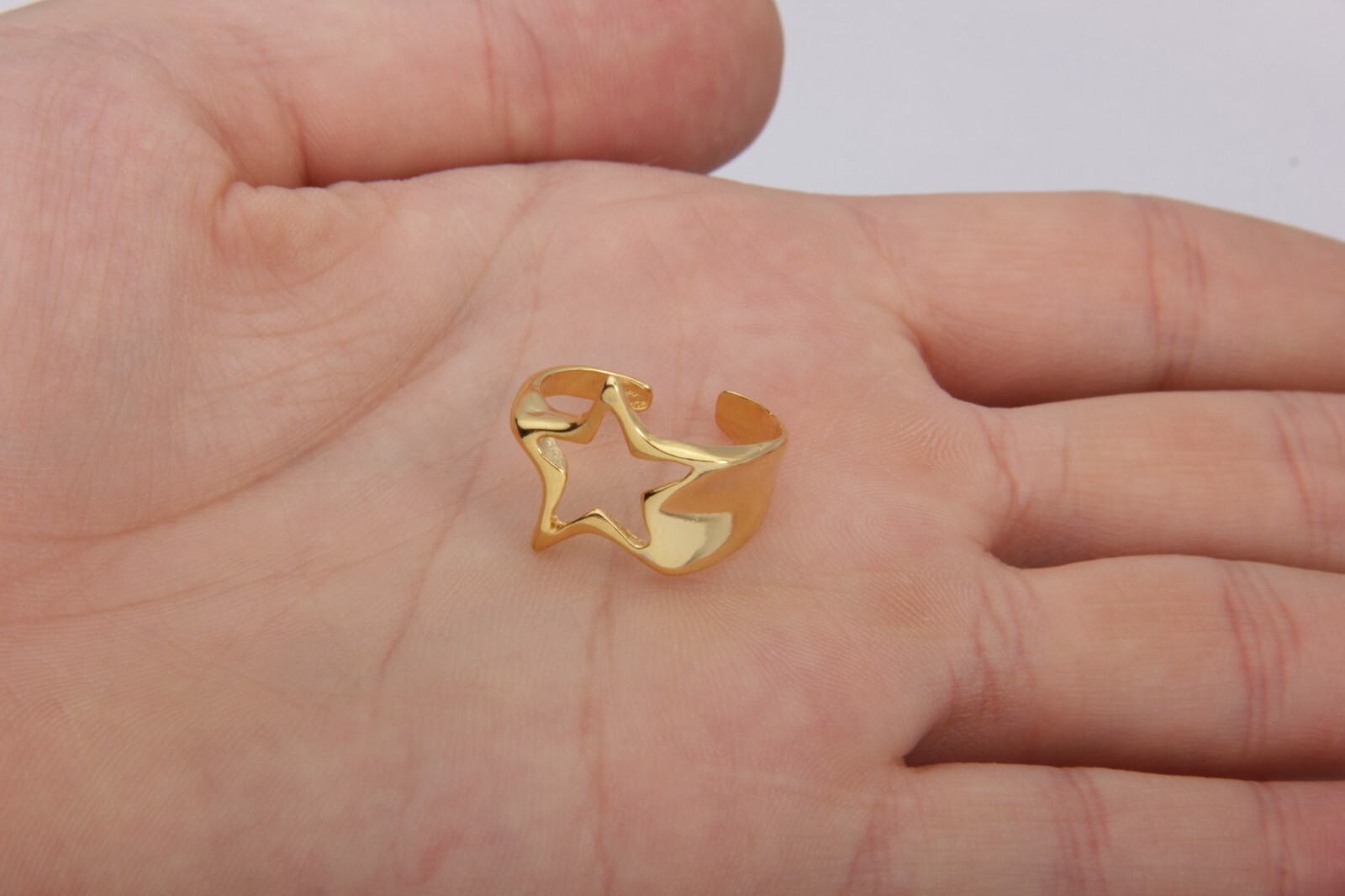 20mm 24k Shiny Gold Plated, Star Rings, Gold Statement Rings,