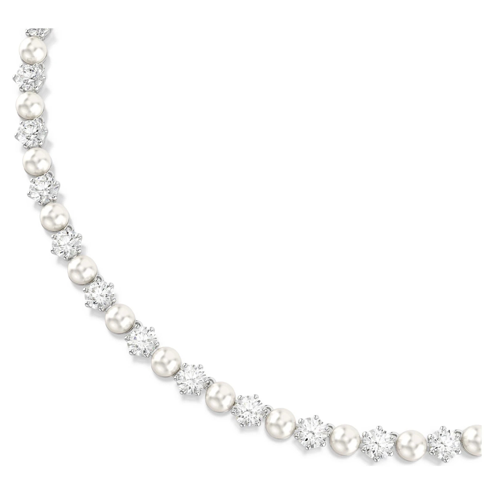 Swarovski Matrix Tennis Necklace, Crystal Pearl, Round Cut, White 5689623