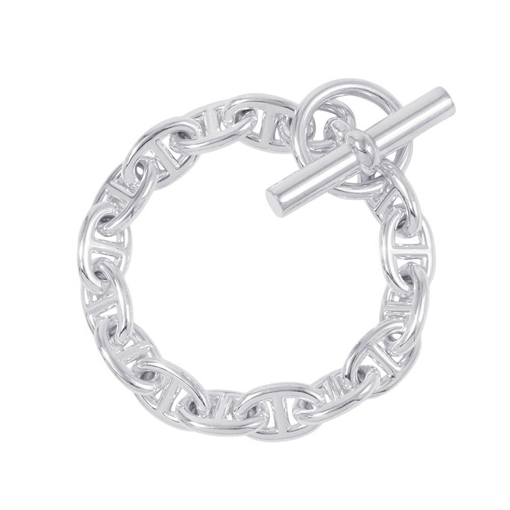 Hermes Chene Dunkle Silver Bracelet 6.5in W14.1mm x H8.6mm Unused