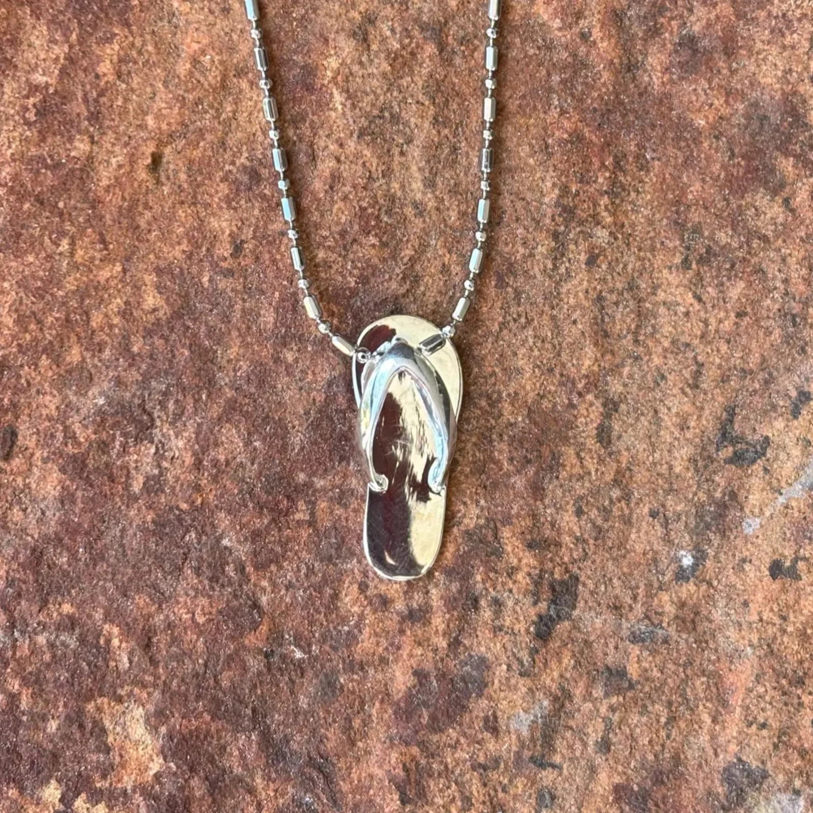Hawaiian Design Jewelry 925K Sterling Silver Flip Flop Sandals Pendant