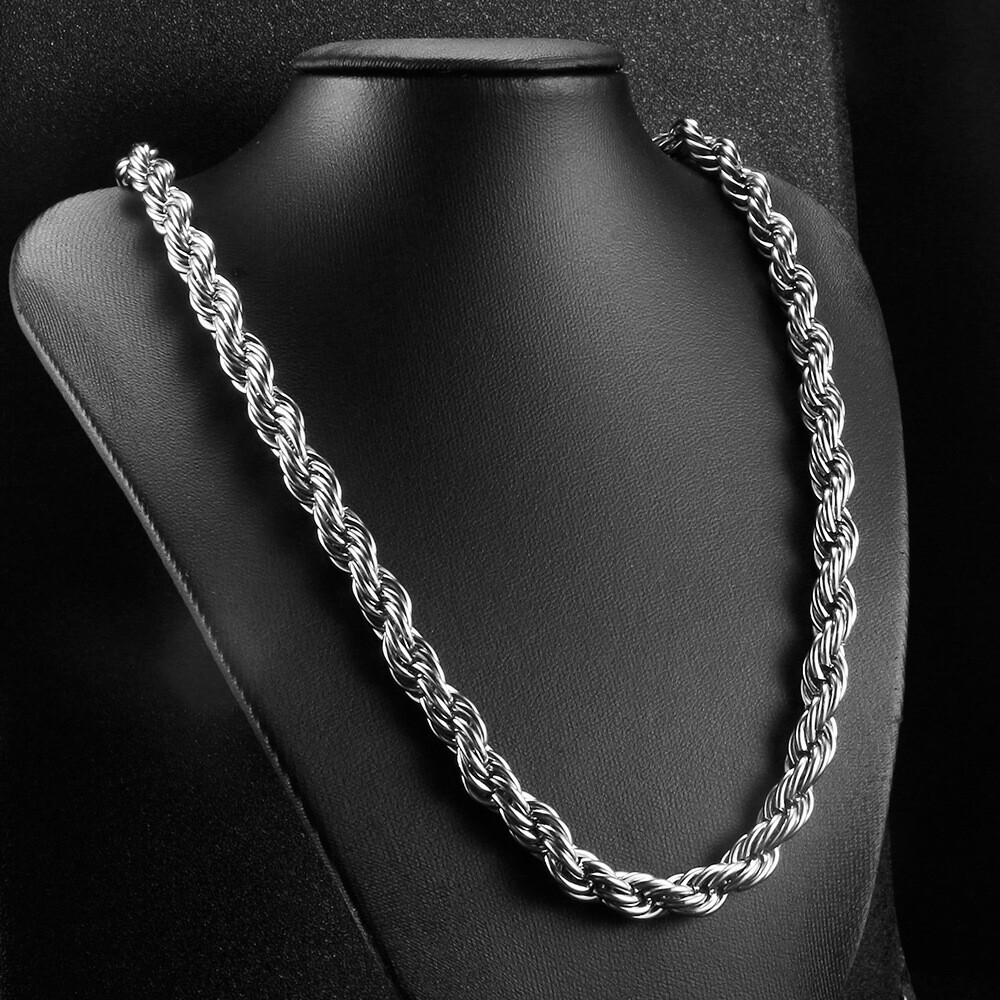 8/10mm Stainless Steel Women Men Rope Chain Necklace 16”-47” Anti-tarnish