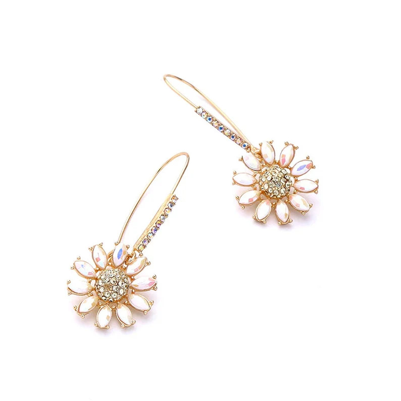 Betsey Johnson Flower Drop Earrings | Daisy Design | Pave Stone Accents