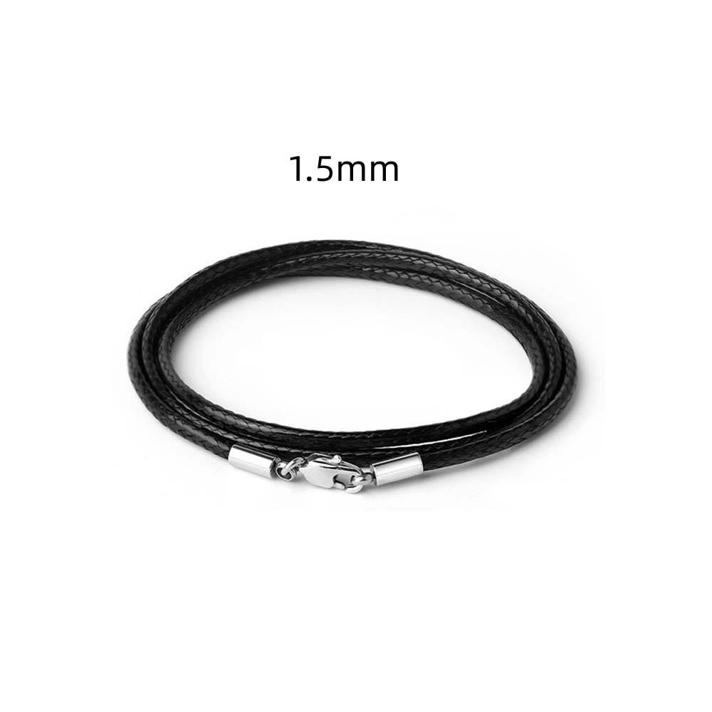Black Genuine Leather Rope Necklace with Clasp Cord Chain Line String for Diy Pe