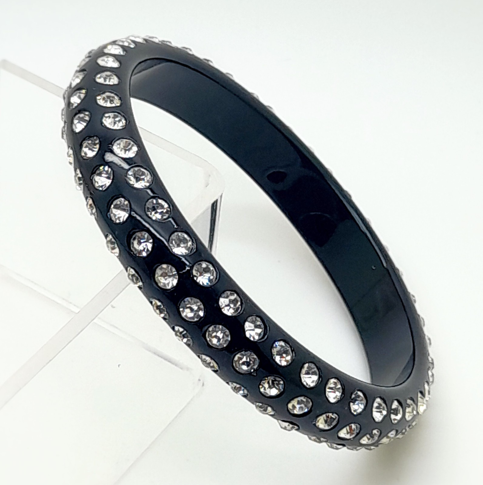 Boho black round Lucite Plastic clear rhinestone party fashion bangle bracelets