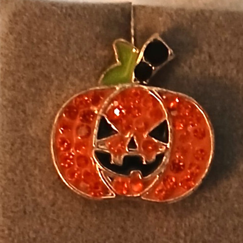 Pumpkin crystal pierced earrings 1/2 inch diameter stainless post