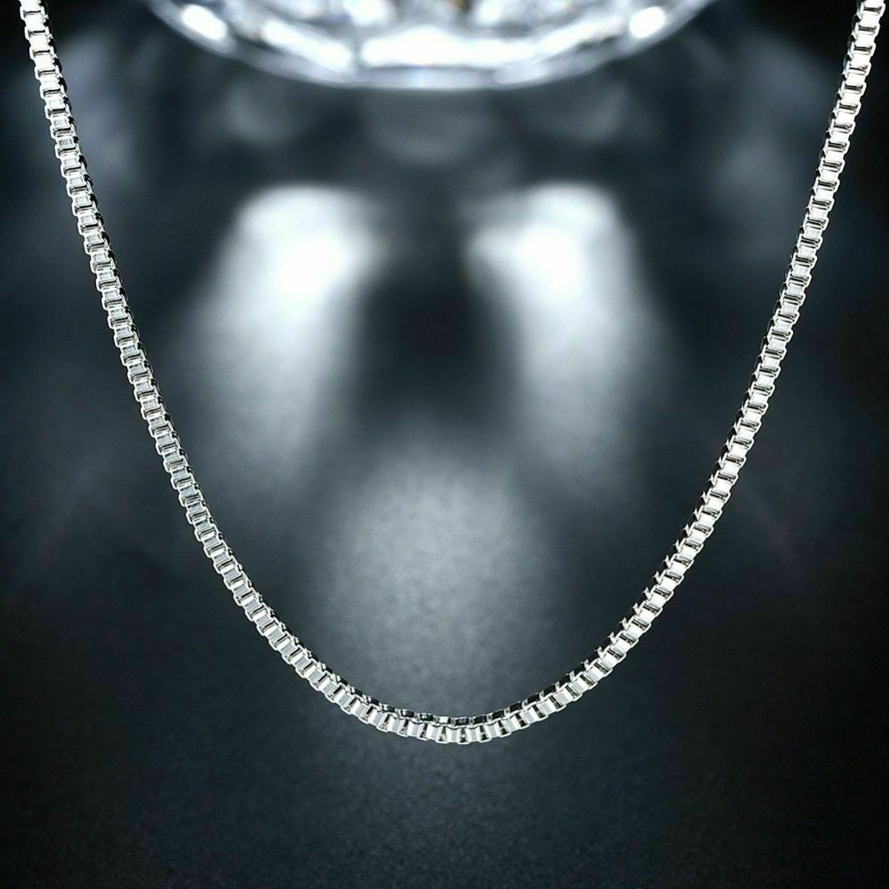 20″ Elegant 925 Sterling Silver 4mm Width Square Box Link Chain Necklace