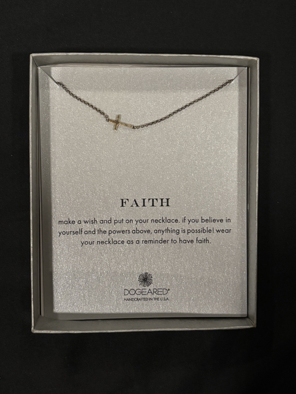 NEW Dogeared Faith Sideways Cross Necklace Sterling Silver Gold Dipped