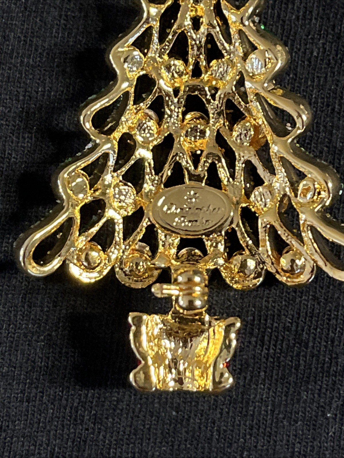 Christopher Radko Presents Shiny Brite Christmas Tree Brooch Pin Holiday New 2”