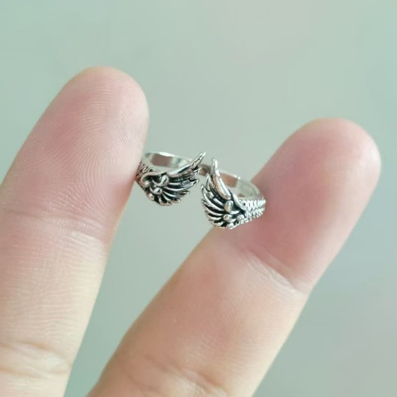 Open Wing Rings 925 Plated Silver Wedding Feather Angel Ring Fashion Jewelry