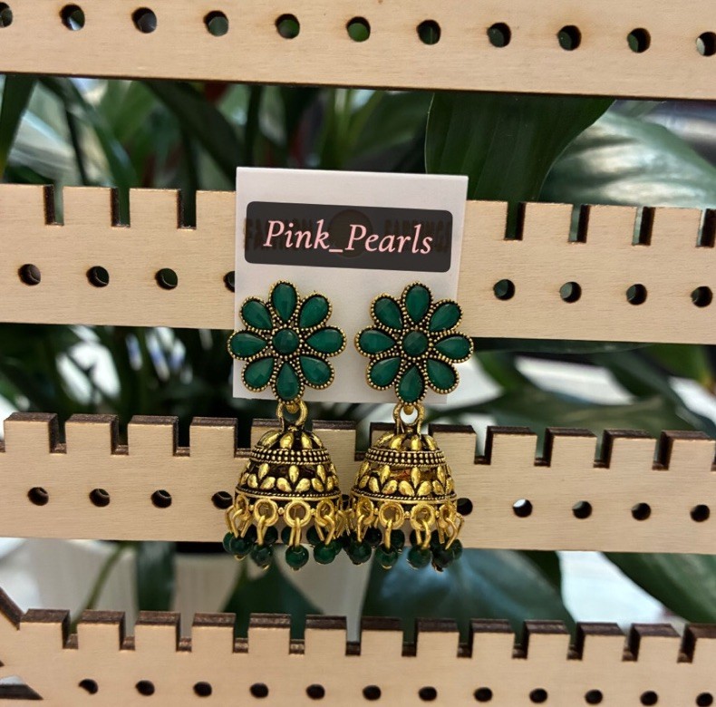Green Jhumka For all The Green Lovers Out There ~ Earring Set For Any Occasion