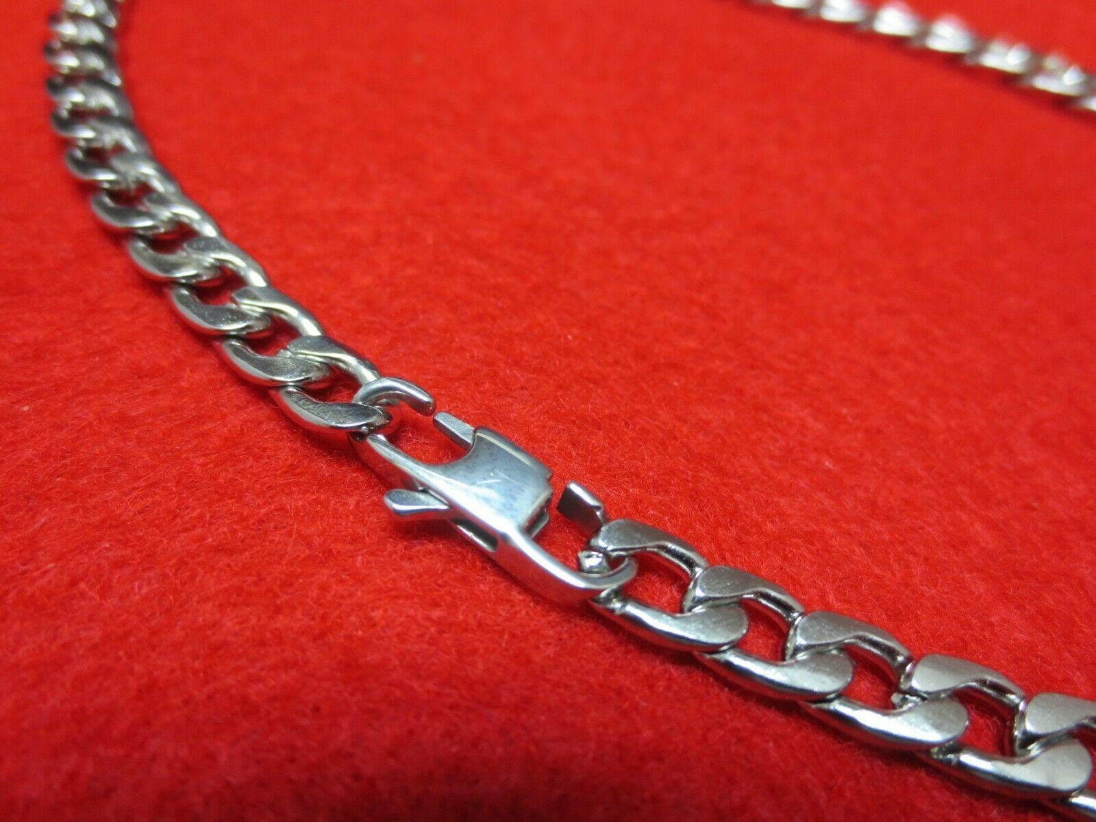 16-36 inch 7MM STAINLESS STEEL SILVER CURB NECKLACE WITH SPECIAL CLASP