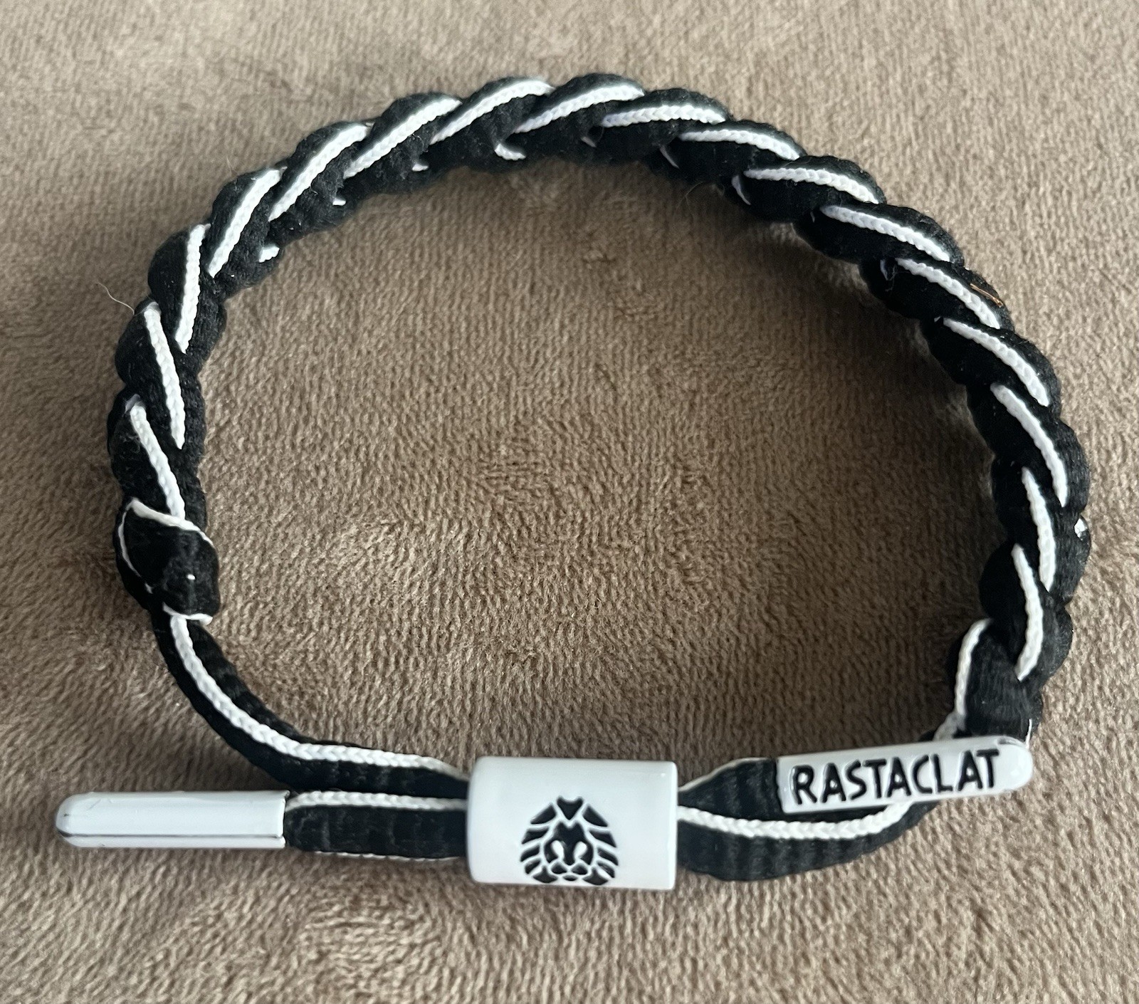 Rastaclat Braided Adjustable Bracelet – Black and White