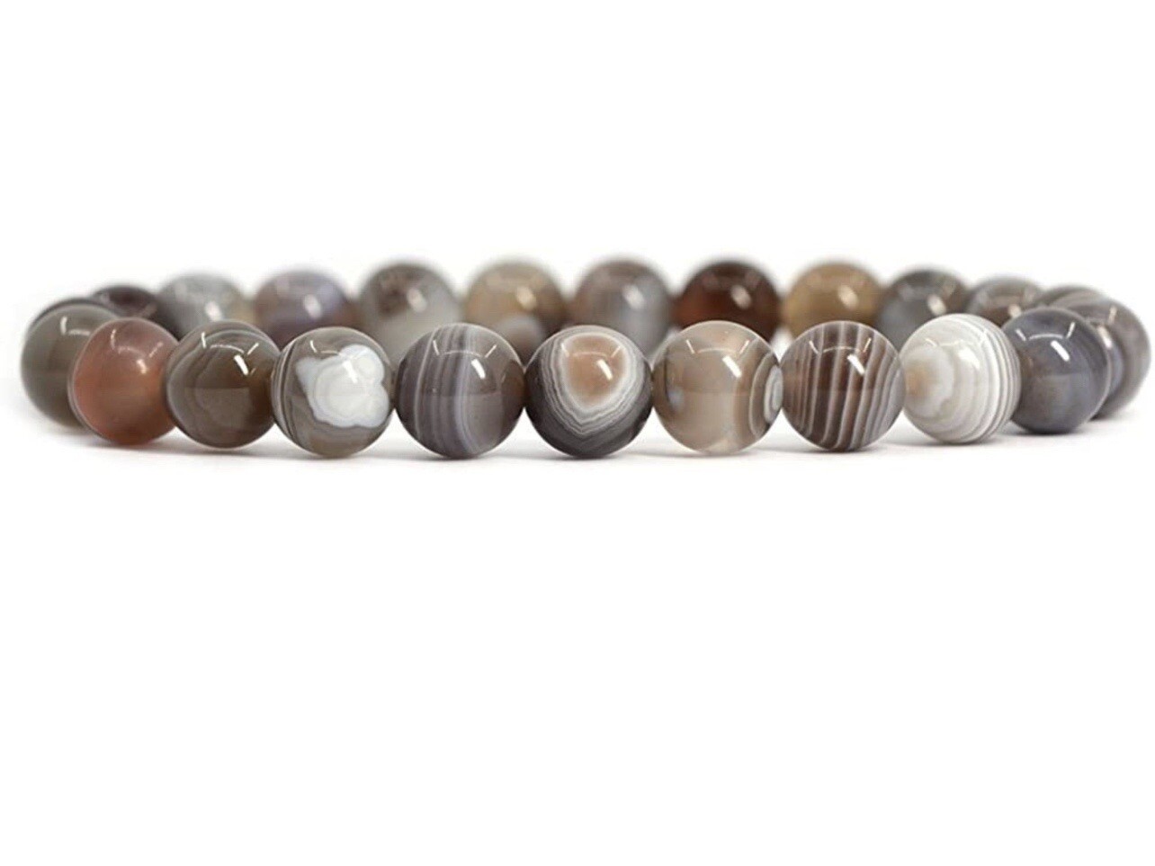 AAA Quality Natural Boswana Agate Round Beaded Bracelet For Men and Women