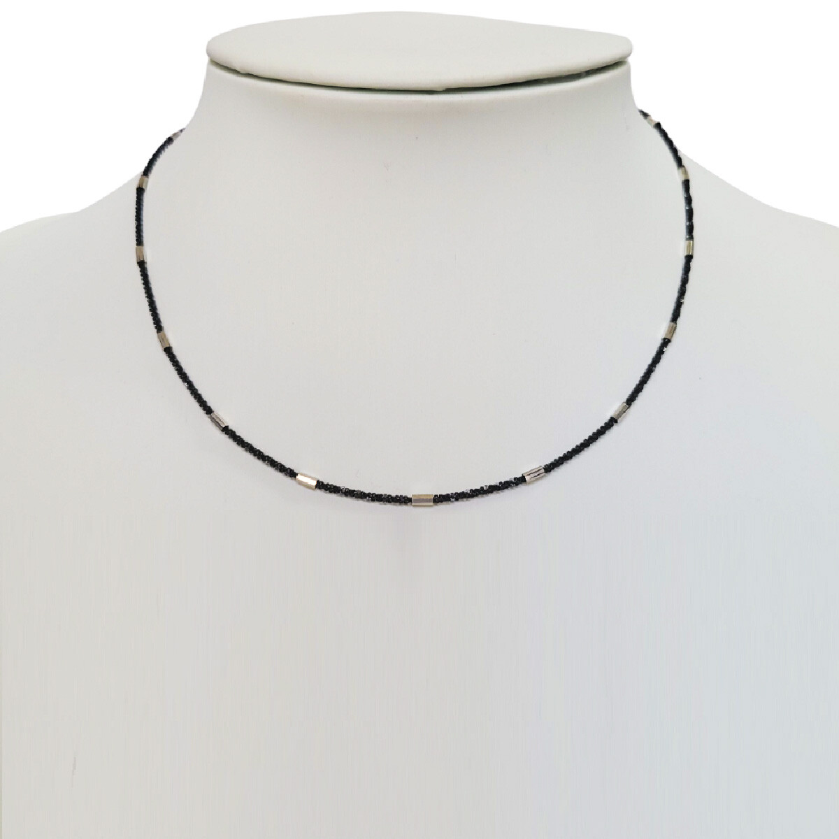 Sterling Silver Black Rhodium Plated Diamond Cut 2mm Tube ROCK Chain Necklace