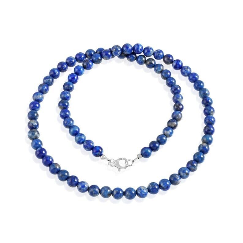 Natural 8mm Lapis Lazuli Smooth Round Gemstone Beads Unisex Necklace 16-36 in