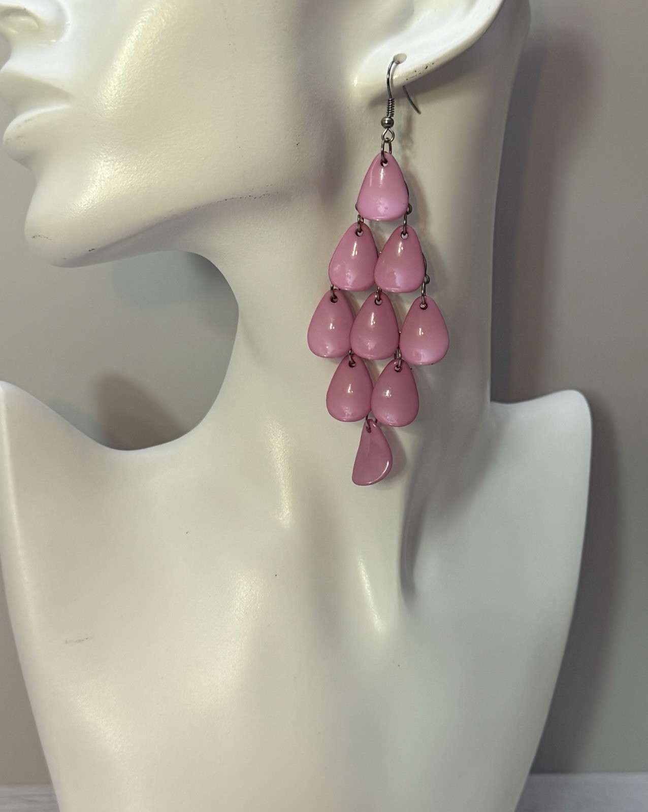 2 Pair Pink Multicolor Chandelier Earrings – Genuine Capiz Mermaid Scale – Boho