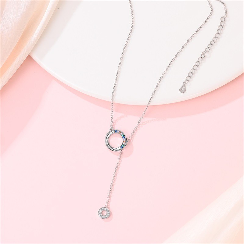 PANDACH Sterling Silver Necklace For Women, Thin Chain Mobius Loop Pendent Gifts