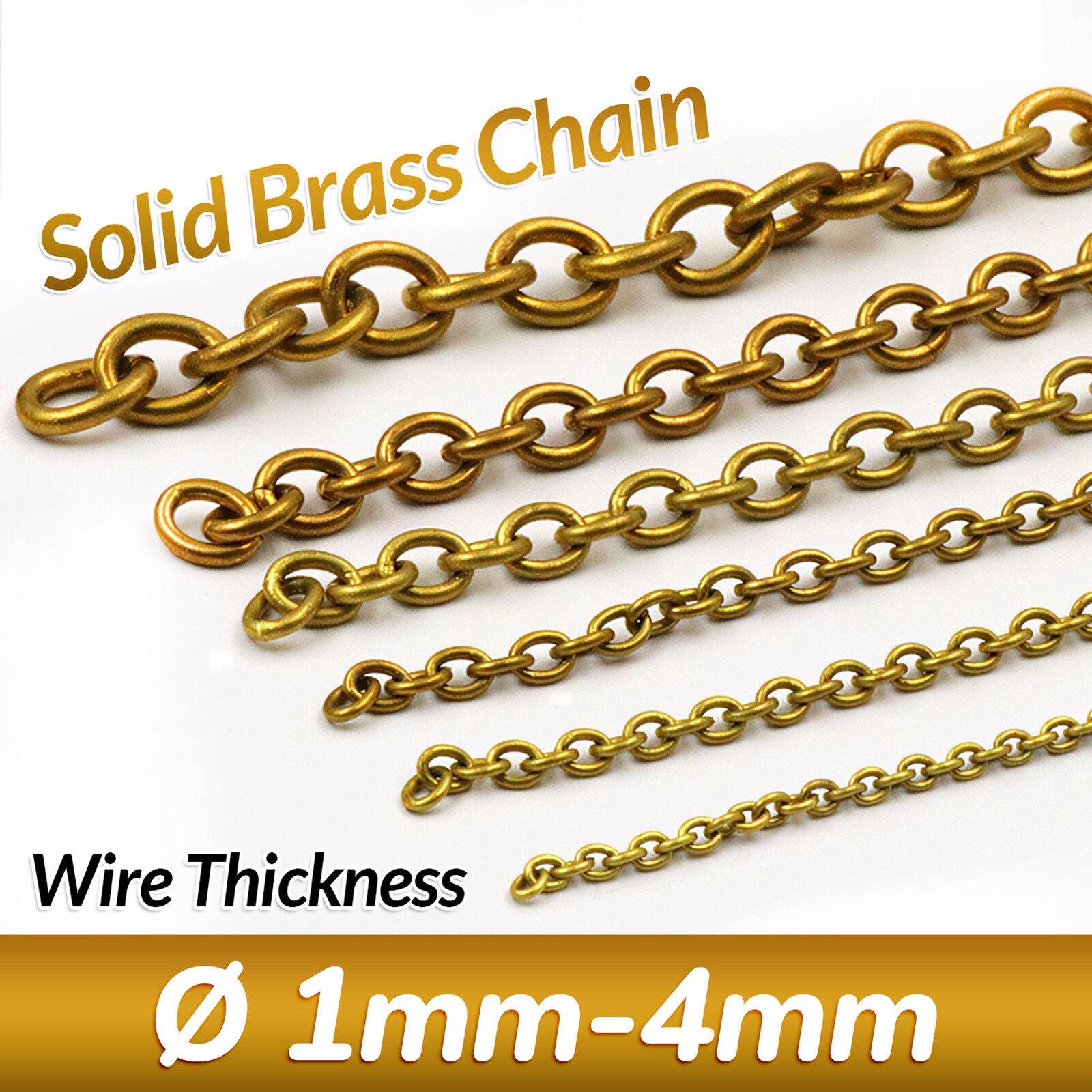 Solid Brass Chain 4-15mm Width Necklace Jewelry Bags Craft Chain Sold Per Meters