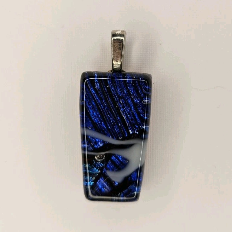 Blue Red Glass Rectangle Charm Pendant,