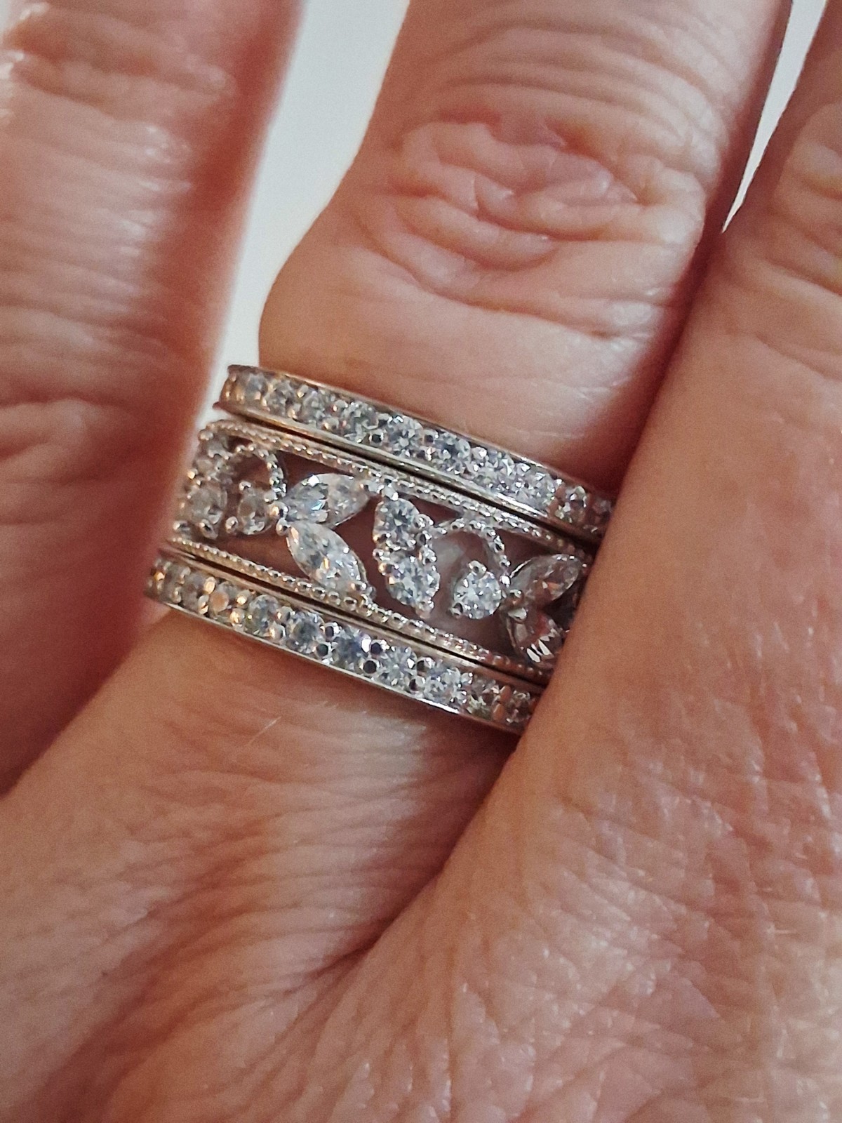 Designer 3 Ct Simulated Diamond 3-piece Eternity Band Ring Set Size 7 Sterling