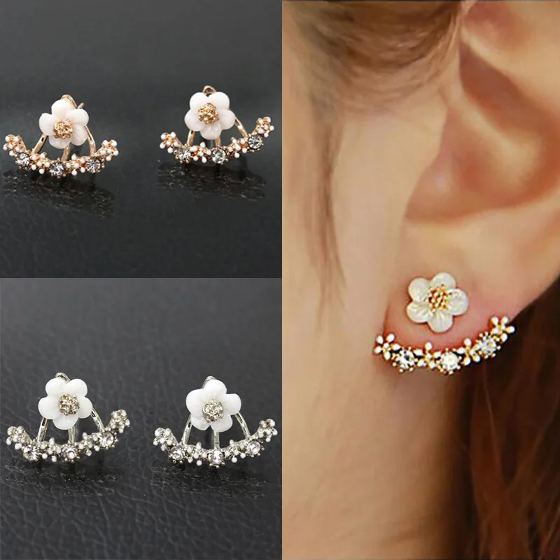 Korean Fashion Daisies Stud Earrings Simple Flower Double Sided Women Jewelry