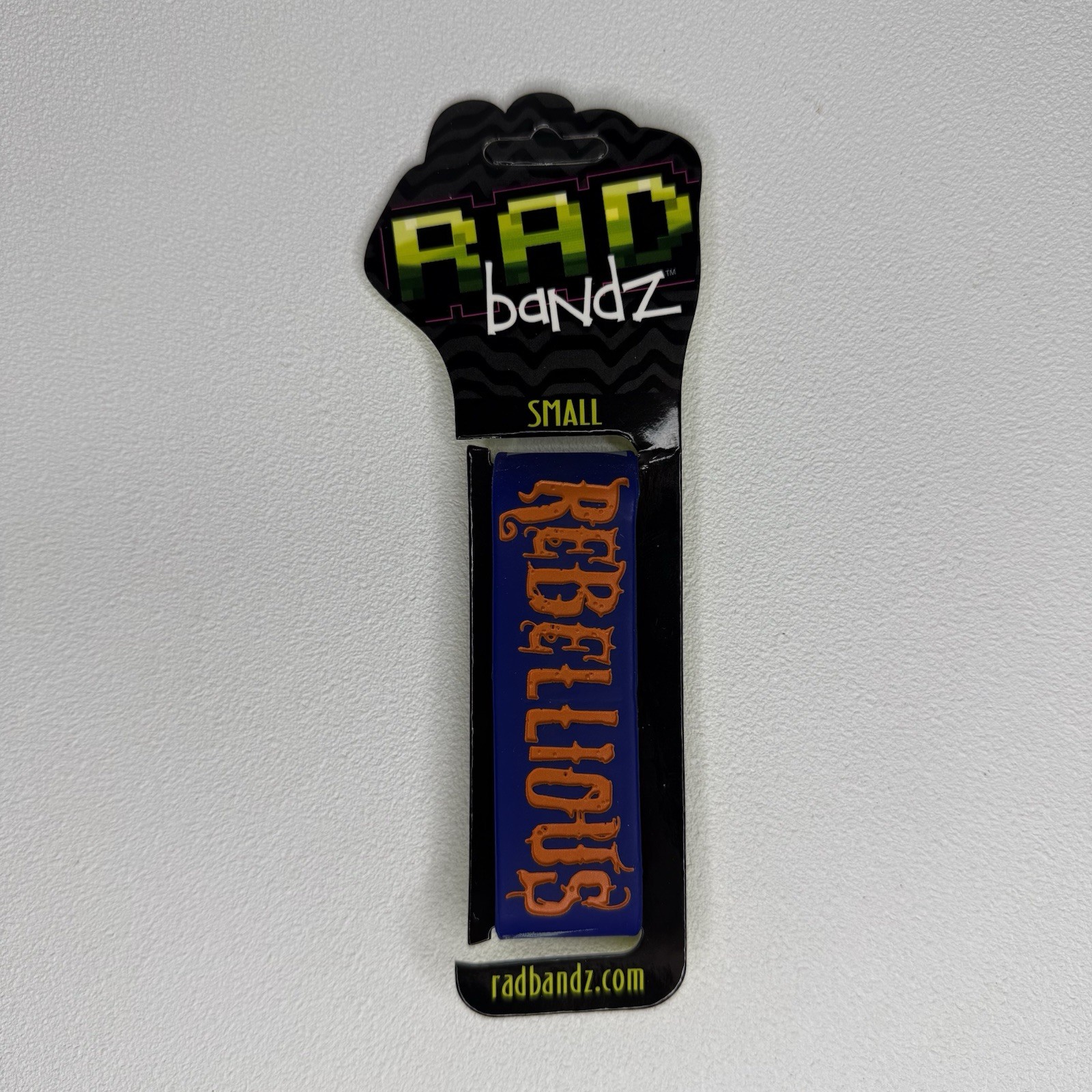 Radbandz REBELLOUS Hot Topic Silicone Wristband Bracelet Blue Orange Size Small