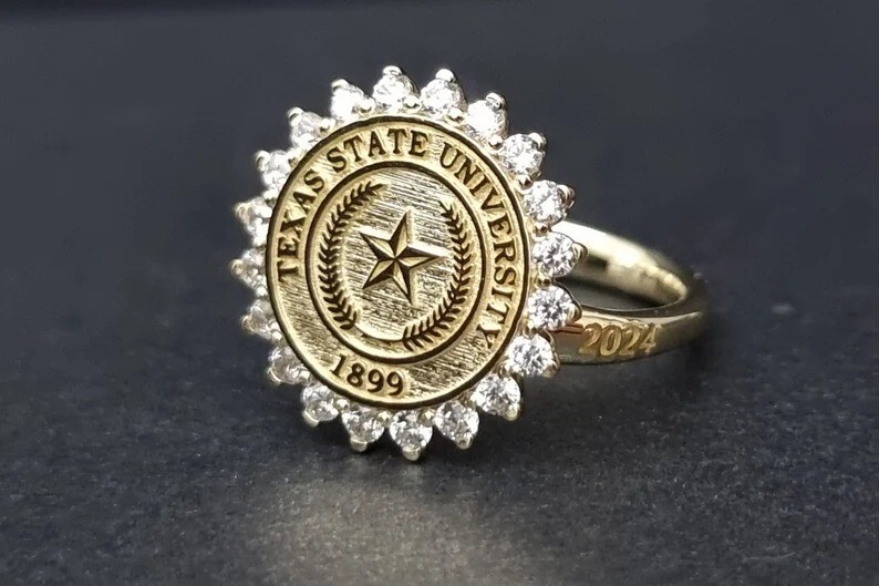 Personalized University Ring For Girls Texas Class Ring High School Ring