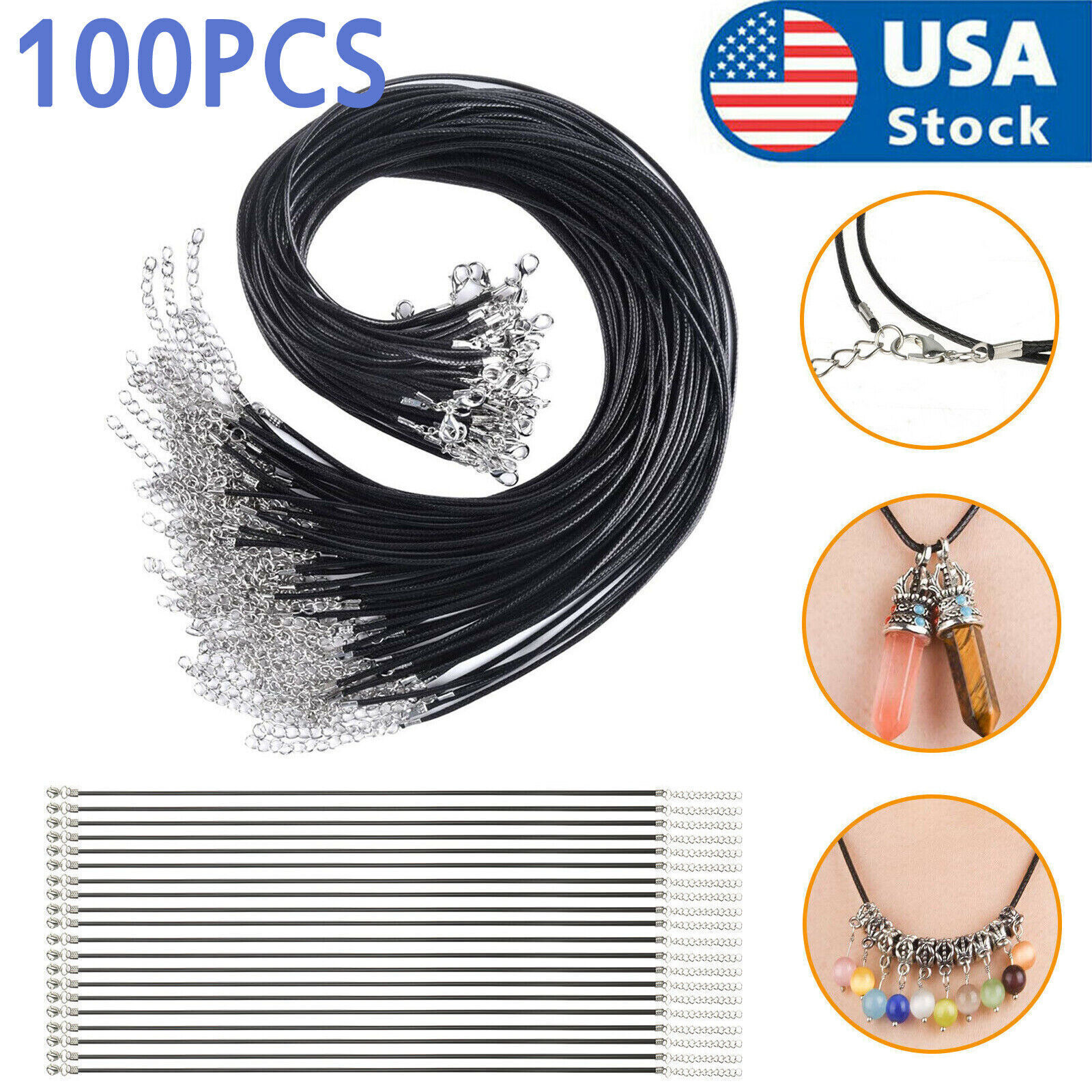 100PCS 18” Leather String Charms Necklace Cords Wholesale Rope Bulk Lot Cords
