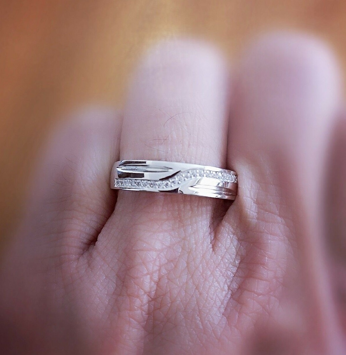 Engagement Ring and Wedding Band Set 14K Gold Plated White Simulated Diamond