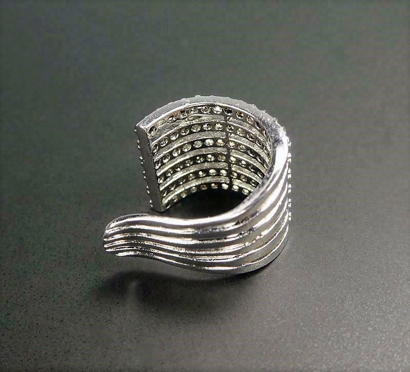 SINGLE SIDE Silver or Gold CZ Pave Lines Stripes Earring Ear Cuff Non Piercing
