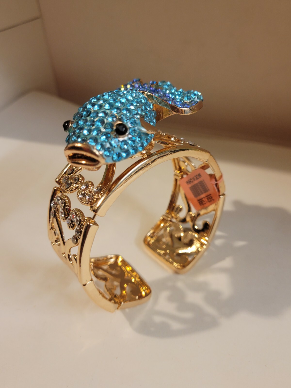 Fish Rhinestone Crystal Bracelet with detachable Fish Pin