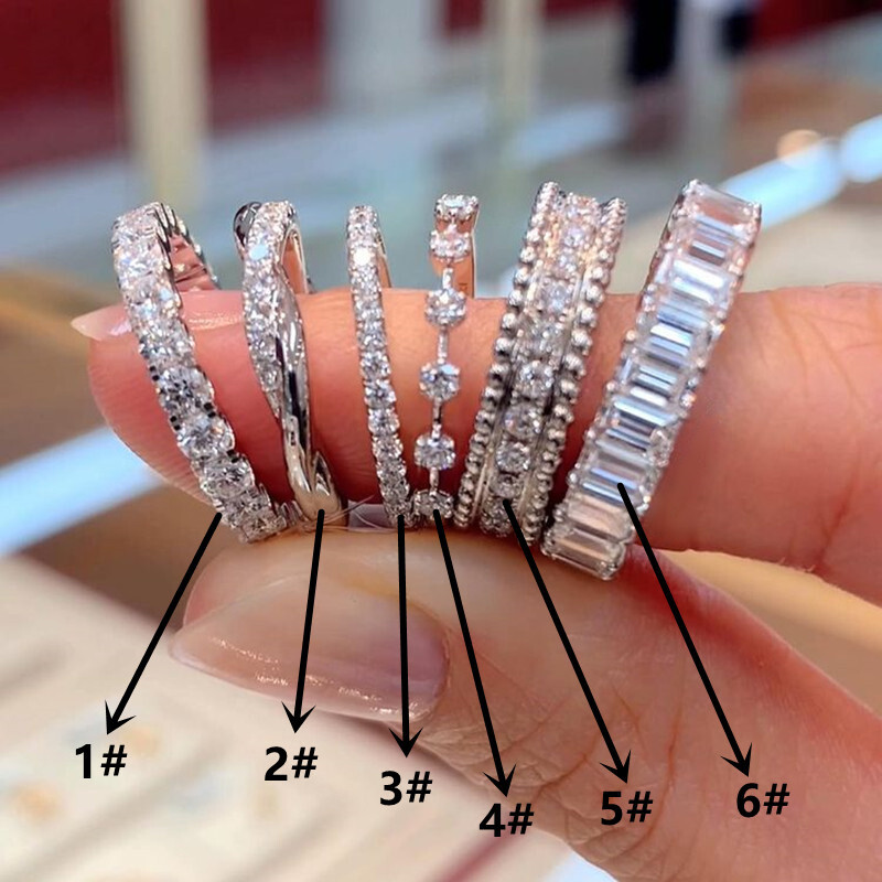 925 Silver Filled Ring Elegant Cubic Zircon Engagement Women Jewelry Sz 6-10